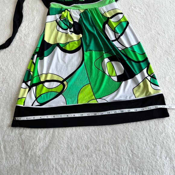City Triangles Patterned Summer Dress Womens S Green Sleeveless Padded Back Tie - Picture 8 of 11